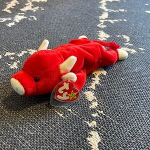 Original Ty Beanie Baby Snort The Red Bull 1995 Pvc Pellets